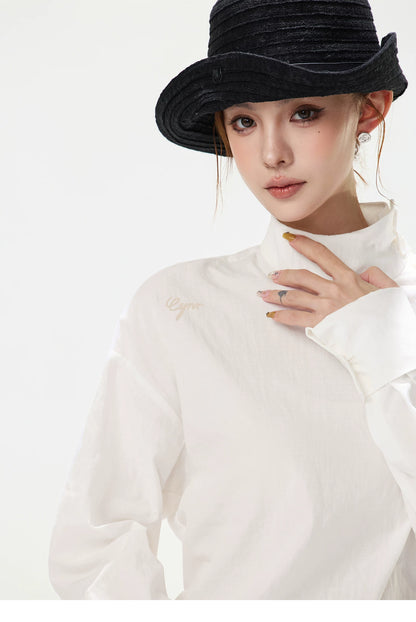CYNR Minimalist Mock Neck Blouse