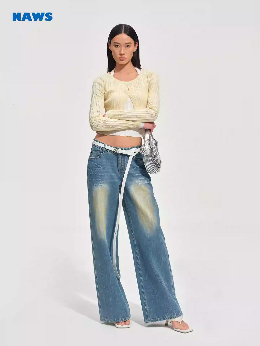 NAWS Fake two-piece spliced hanging neck with slim knit cardigan