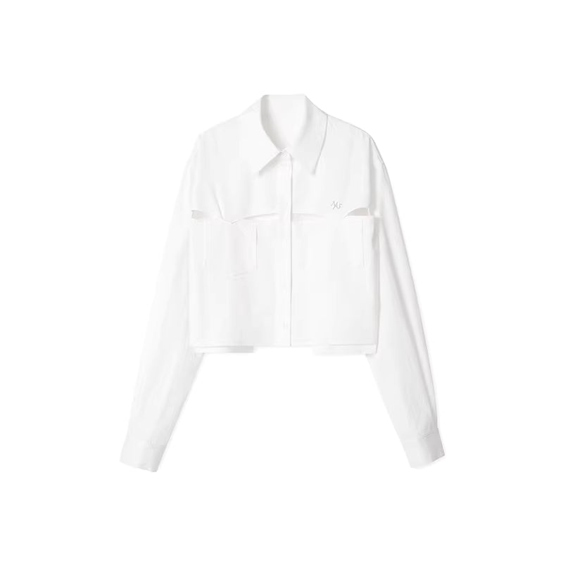 NAWS Hollow out loose shoulder short shirt top