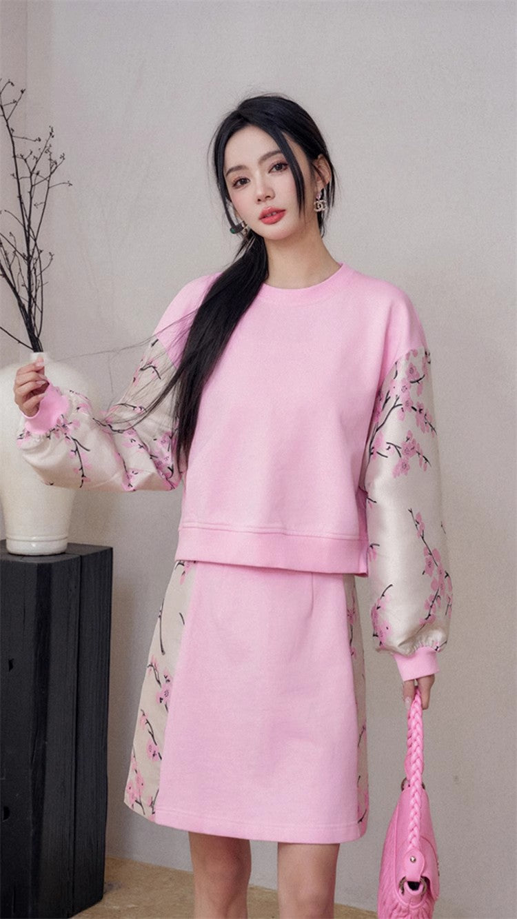 11 niseey Plum Blossom Short Hoddie Set