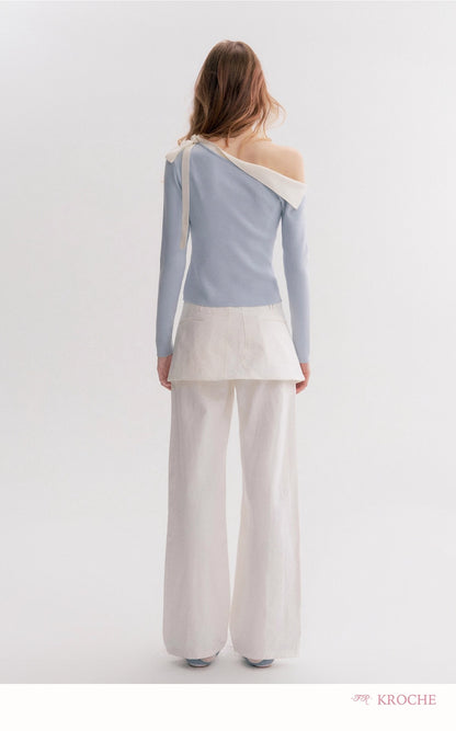 Kroche Denim straight-leg jeans ( skirt panel removable )