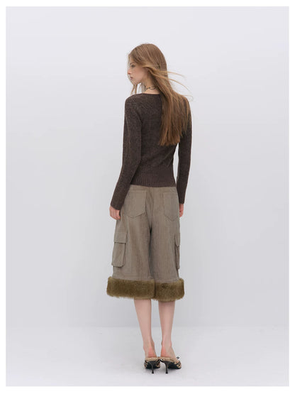 VIA PITTI VIADK6416 Fitted Cable-Knit V-Neck Cardigan