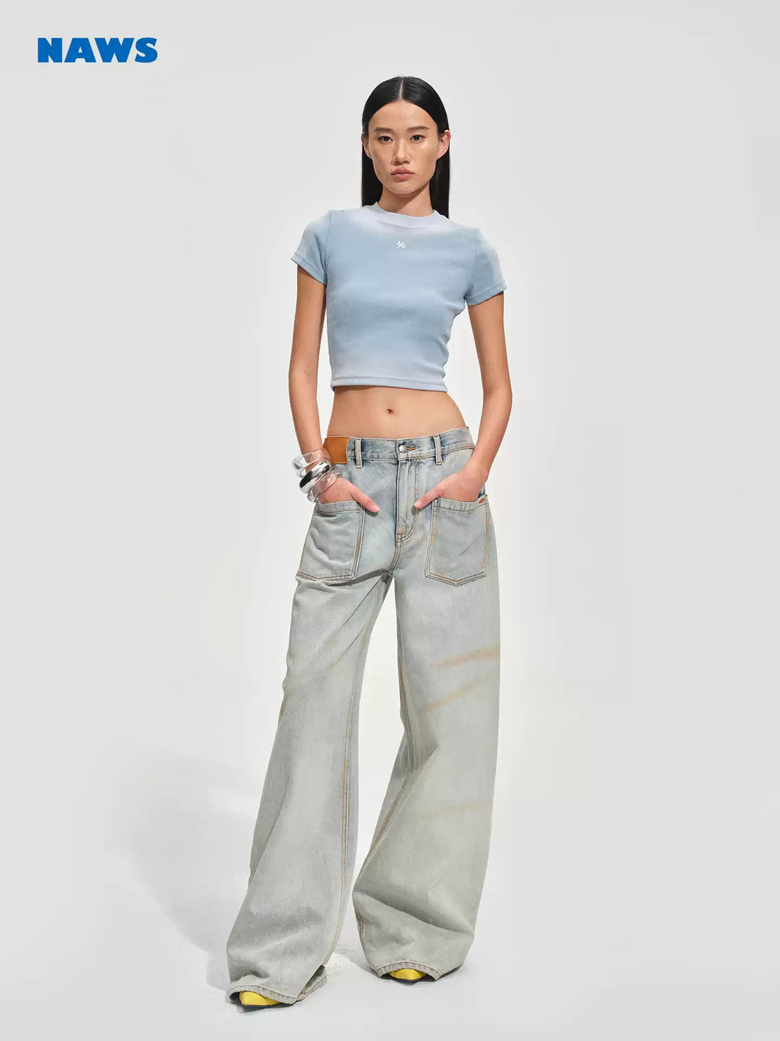 NAWS Sand washed vintage round neck T-shirt