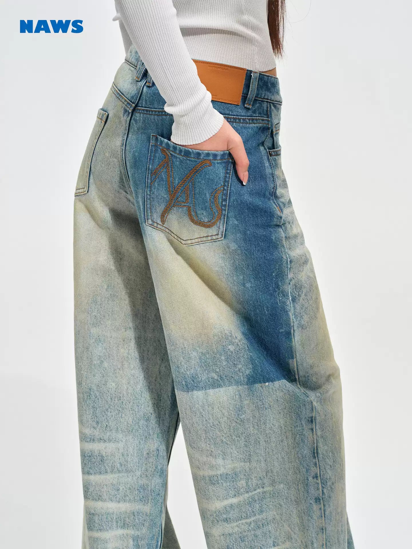 NAWS Retro washed loose straight leg pants