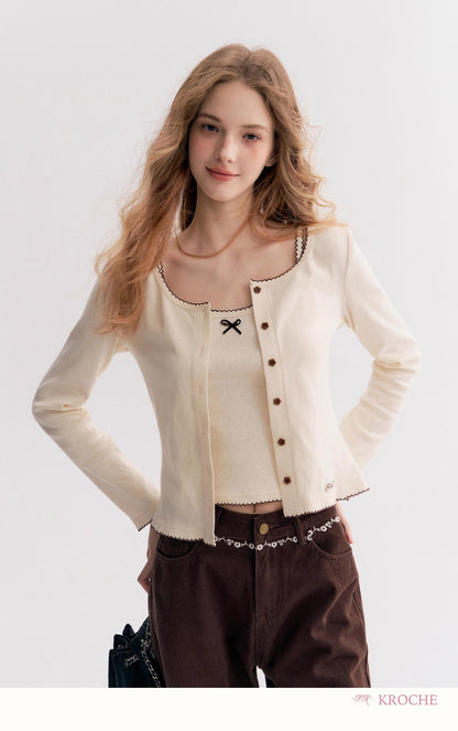 Kroche Knit Cardigan &amp; Vest Twin Set