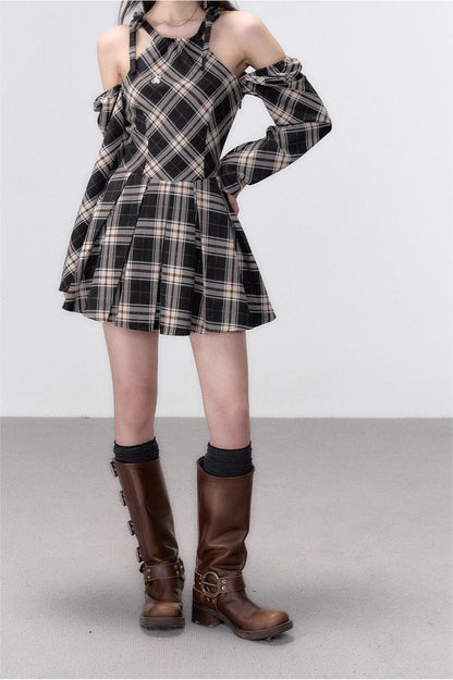 VIA PITTI Hanger plaid A-line dress