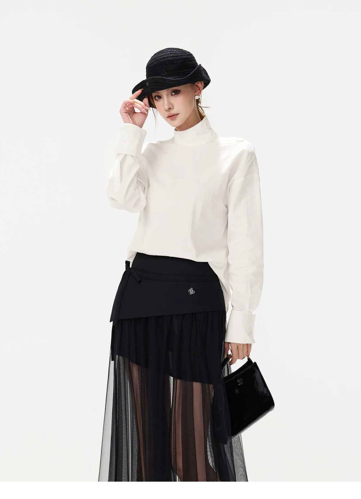 CYNR Minimalist Mock Neck Blouse