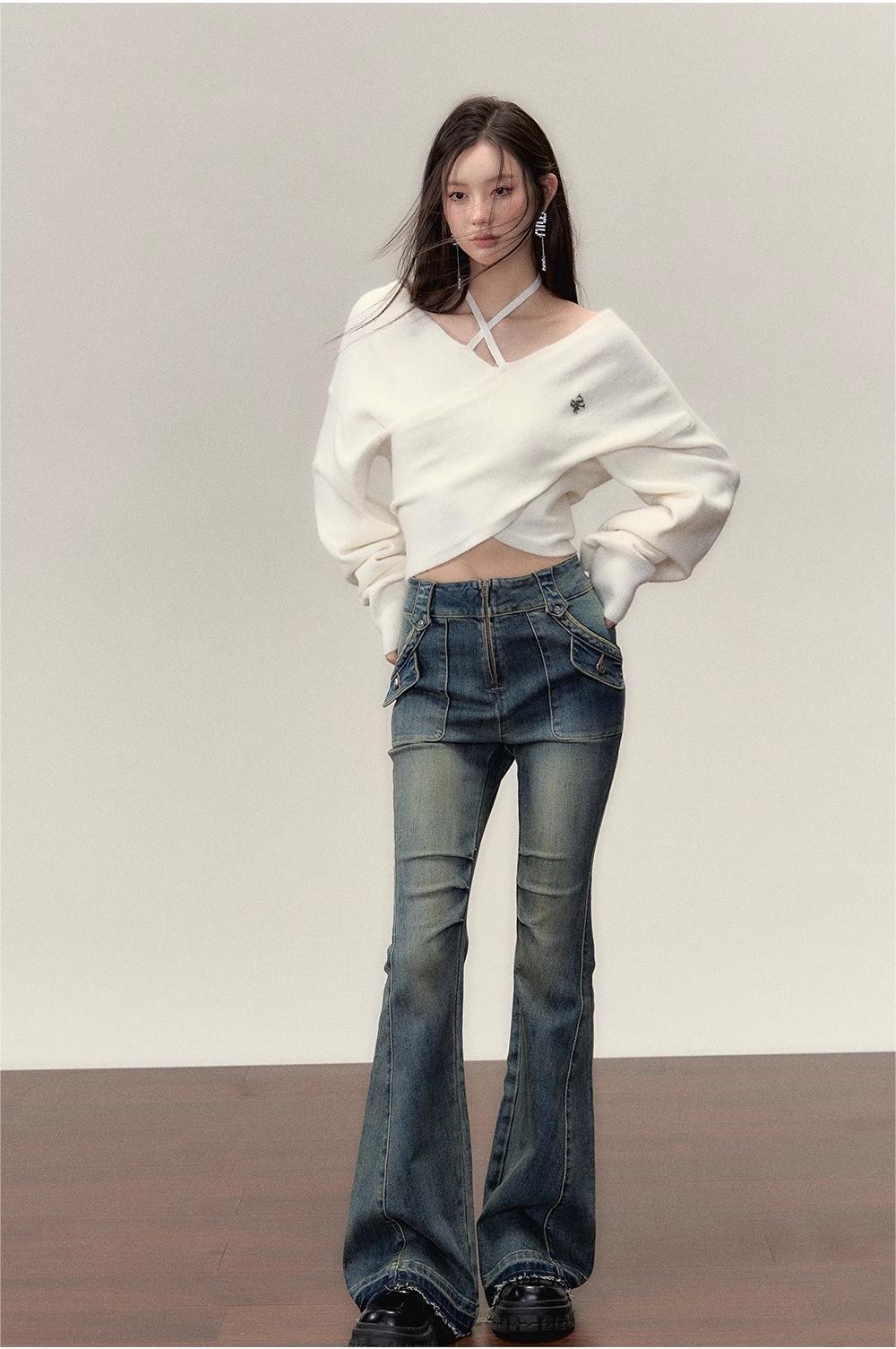 VIA PITTI in stock Sale [Best Seller] Off Shoulder Knit Top