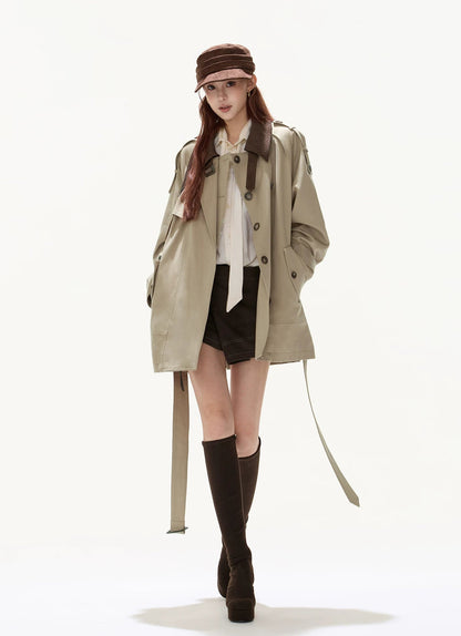 CYNR Double breasted lapel windbreaker jacket