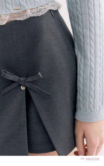 Kroche Bow-Accented A-Line Short Culottes
