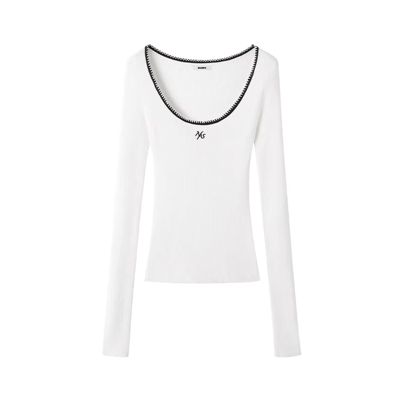 NAWS Round neck contrasting knitted top