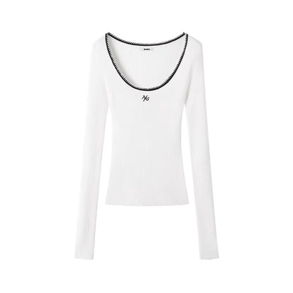 NAWS Round neck contrasting knitted top