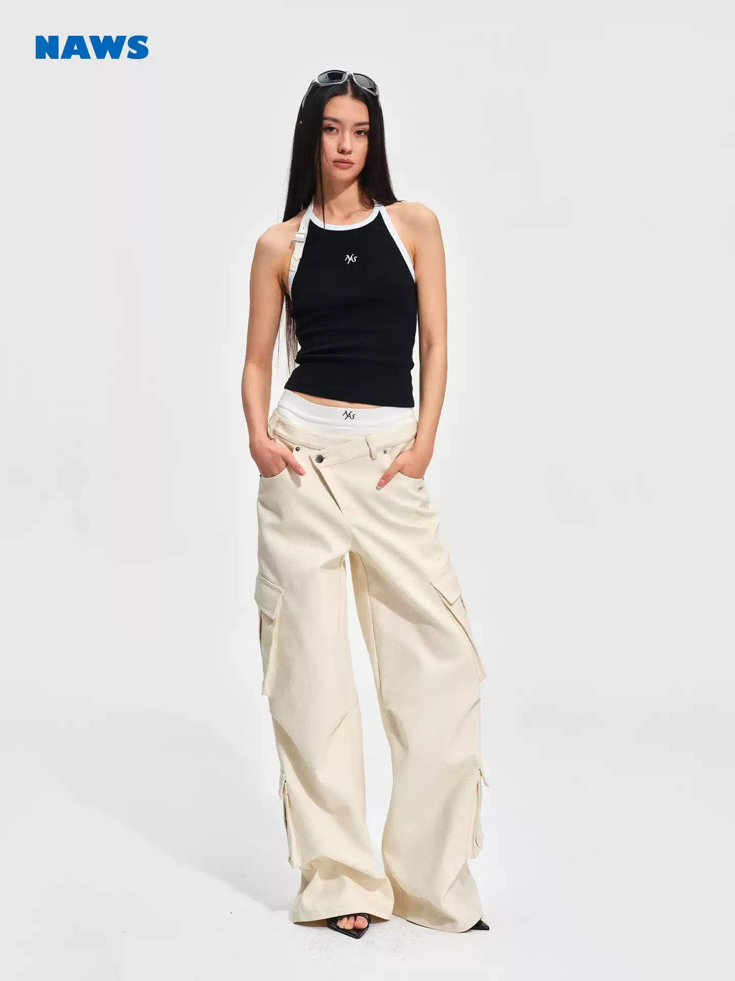 NAWS Multi pocket workwear loose straight leg wide leg pants