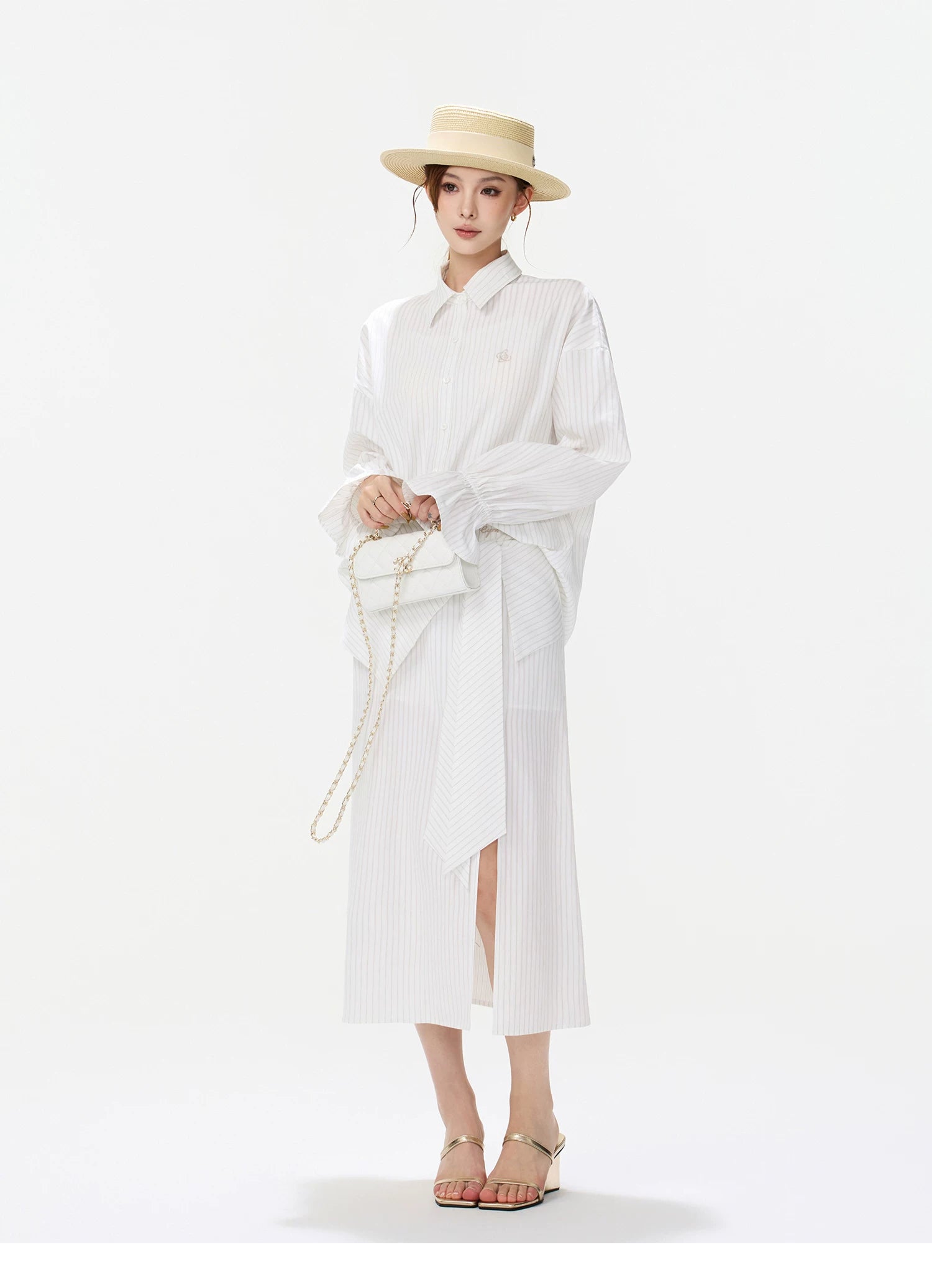 CYNR Bow-Tie Blouse and Skirt Set