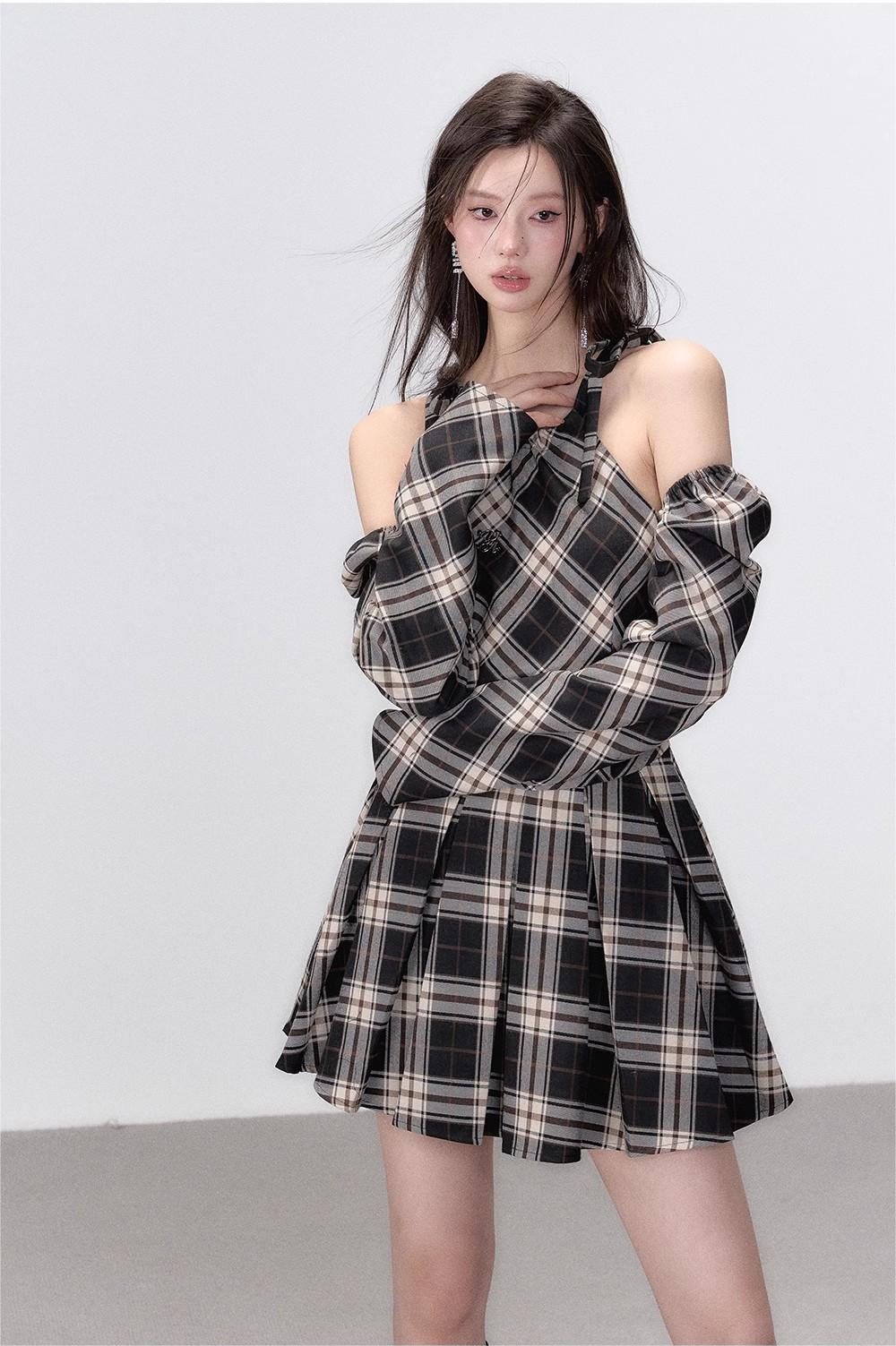 VIA PITTI Hanger plaid A-line dress