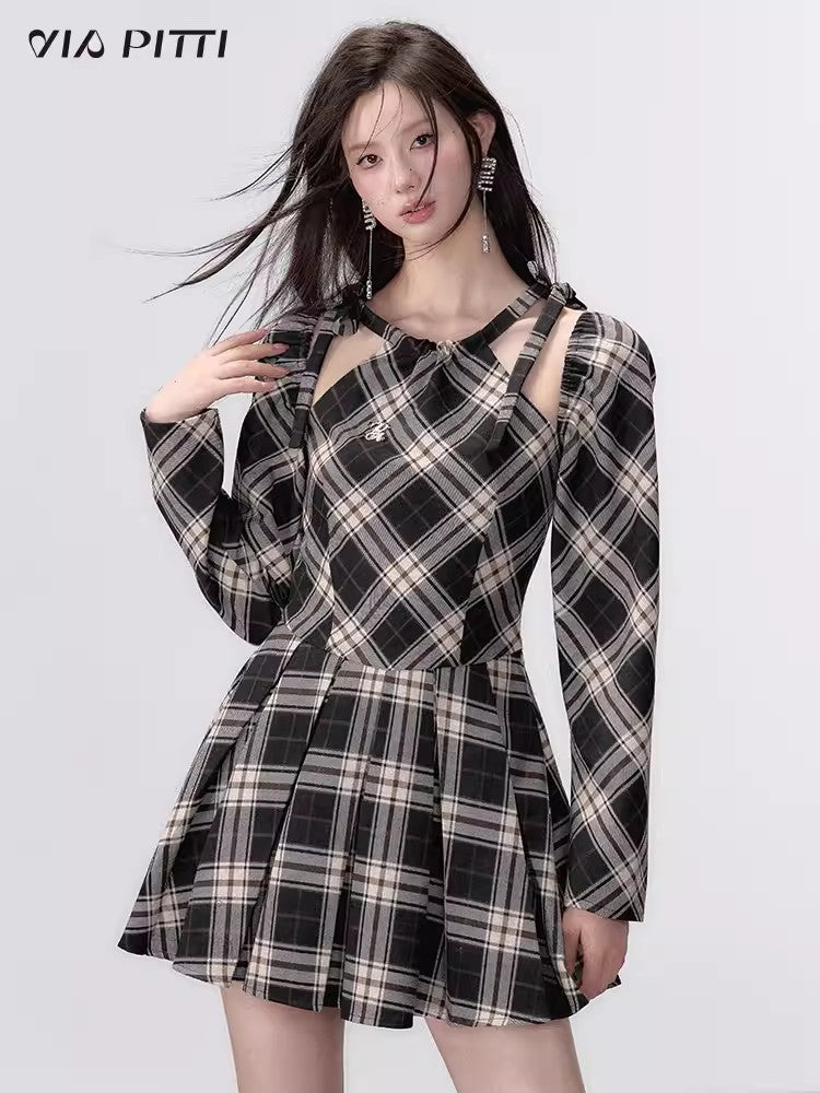 VIA PITTI Hanger plaid A-line dress