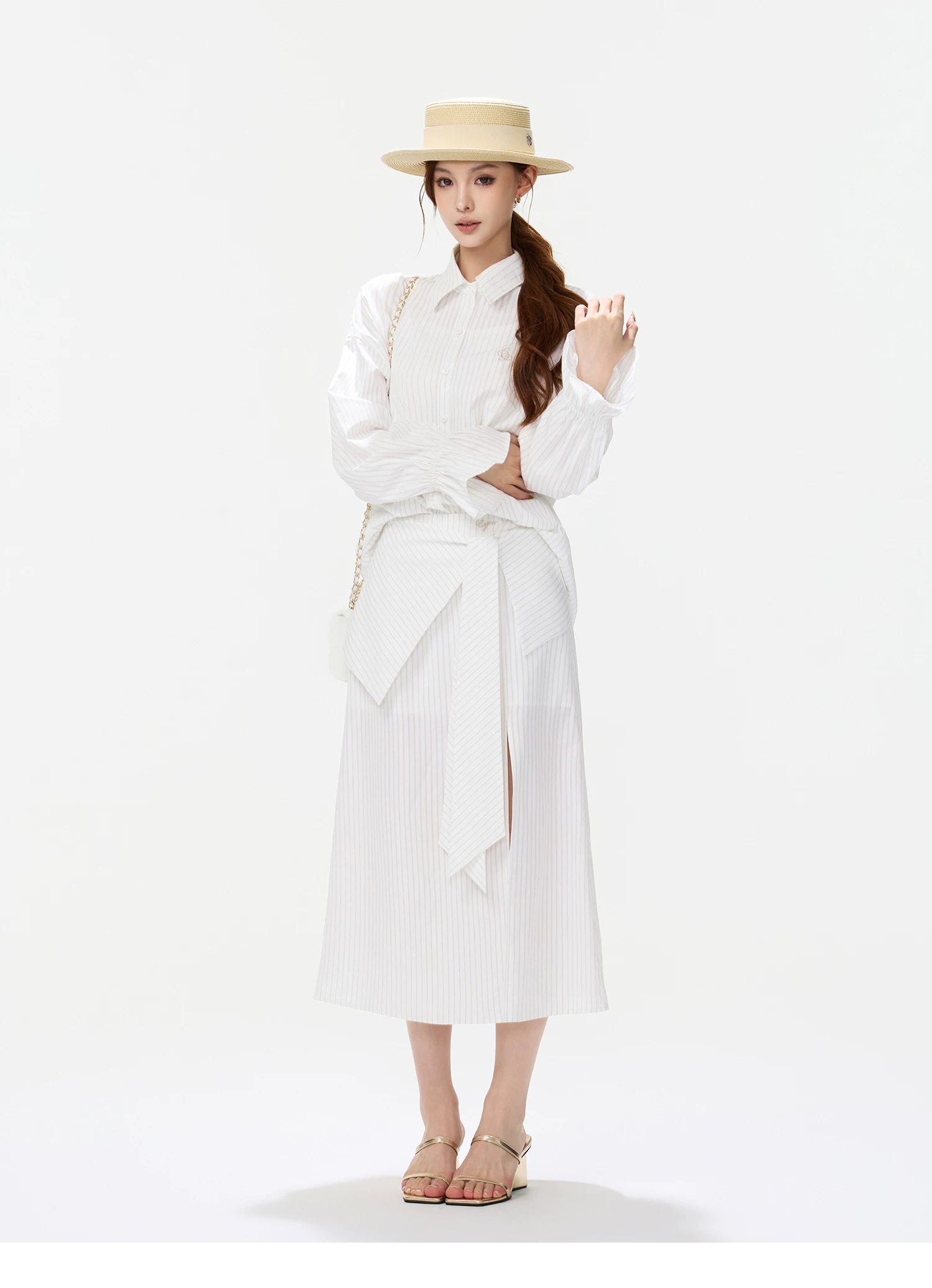 CYNR Bow-Tie Blouse and Skirt Set