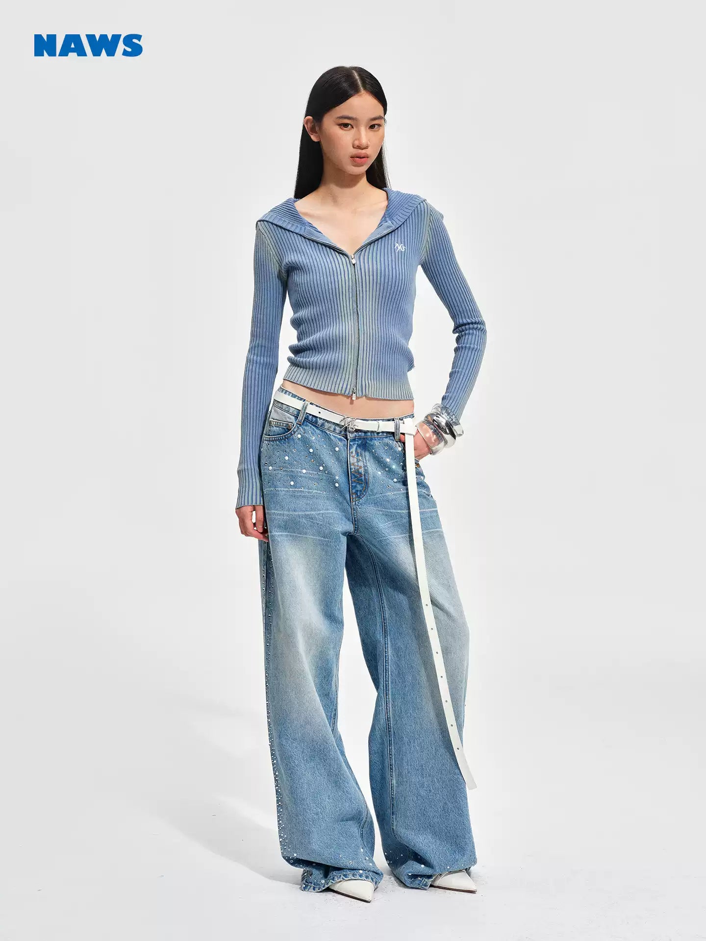 NAWS Make old slim fit knitted cardigan