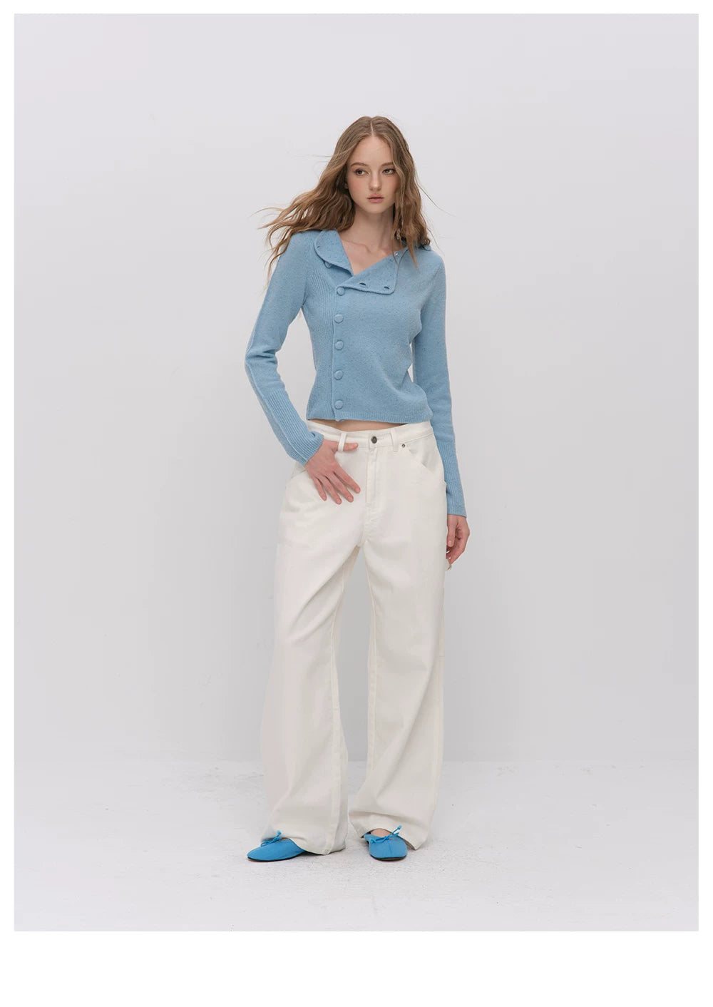 VIA PITTI VIADK6427 Asymmetric Placket Knit Cardigan