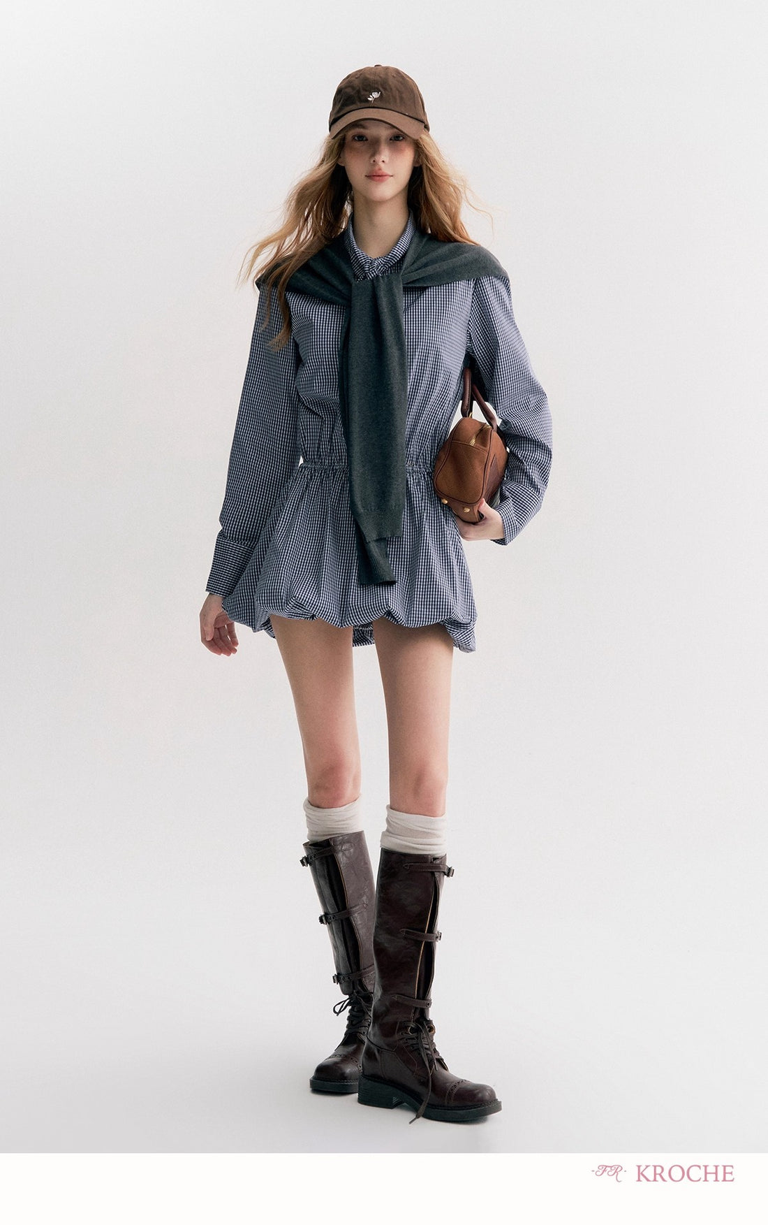 Kroche Plaid peplum shirt dress