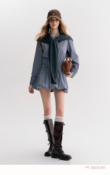 Kroche Plaid peplum shirt dress