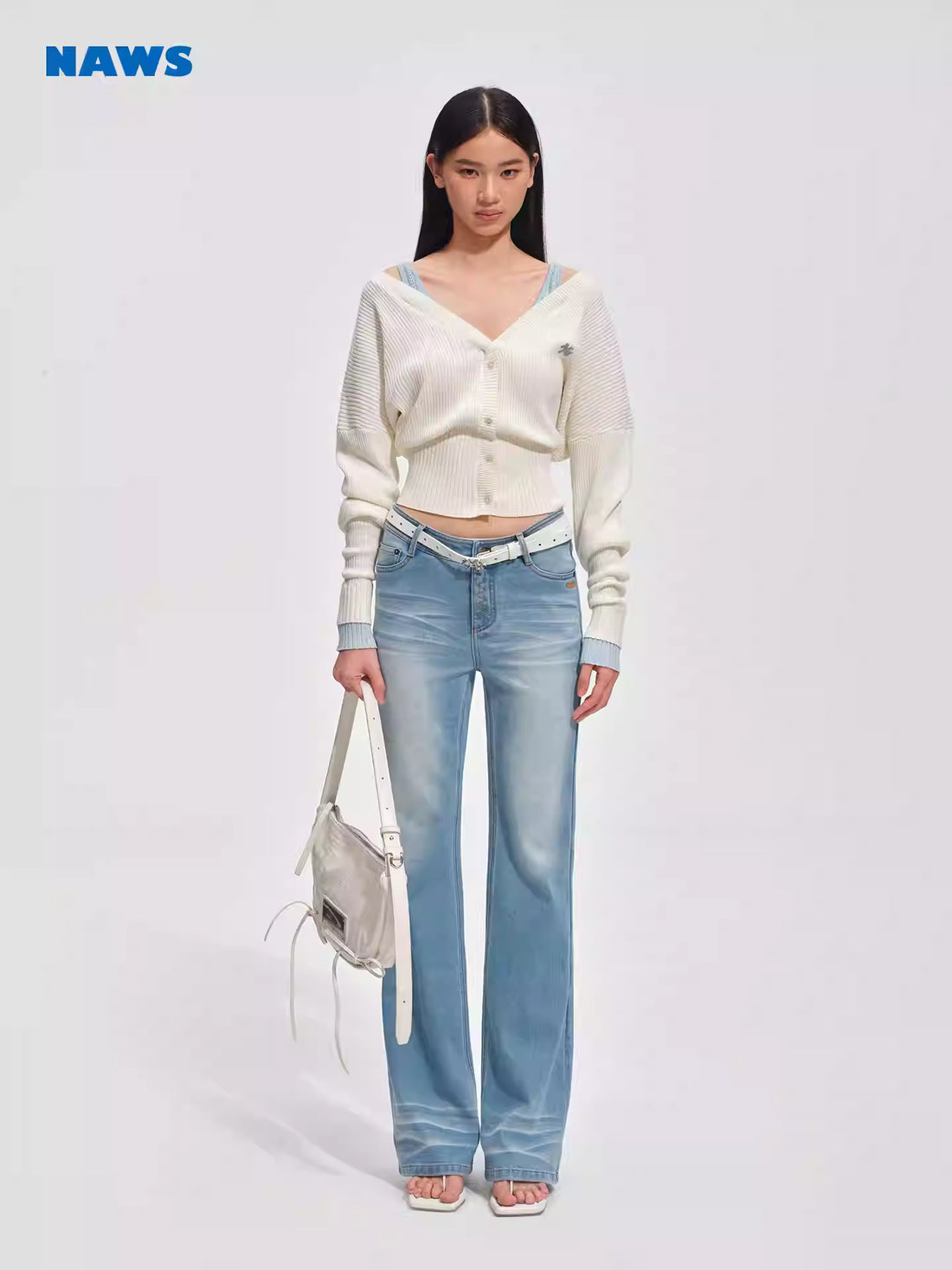 NAWS Color blocking V-neck slim fit versatile cardigan