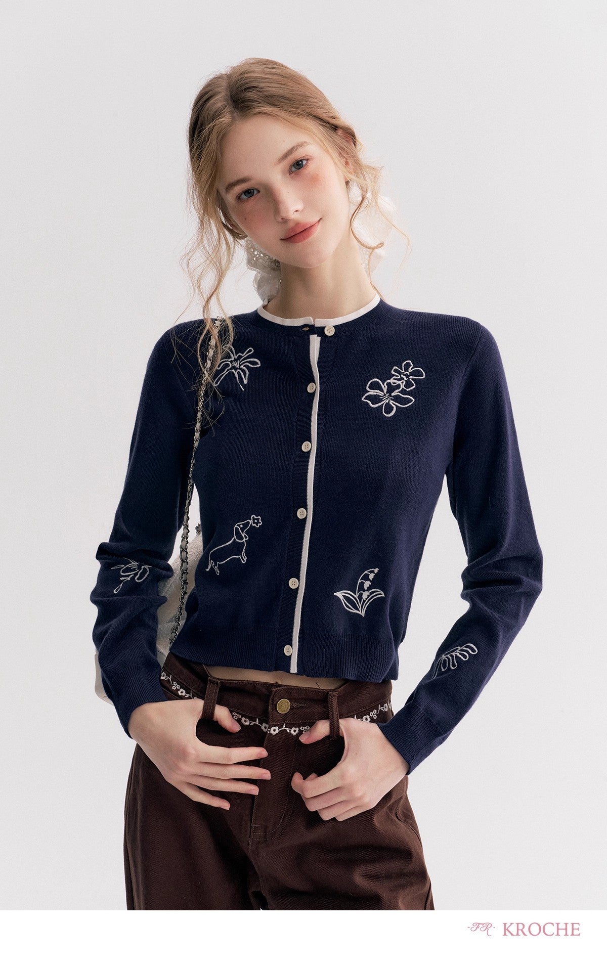 Kroche Long-Sleeve Knit Cardigan（2 color）
