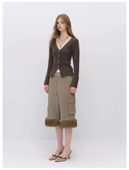 VIA PITTI VIADK6416 Fitted Cable-Knit V-Neck Cardigan