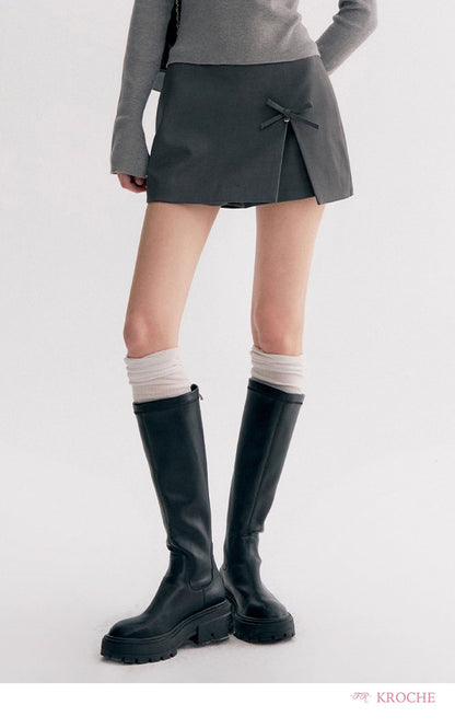 Kroche Bow-Accented A-Line Short Culottes