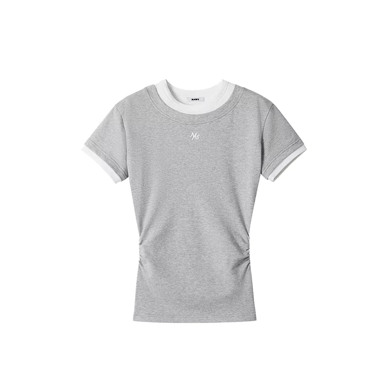 NAWS Fake two round neck contrasting short sleeved T-shirts
