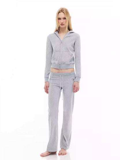 JELLOJELLO Colorful rhinestone velvet jacket + pants set