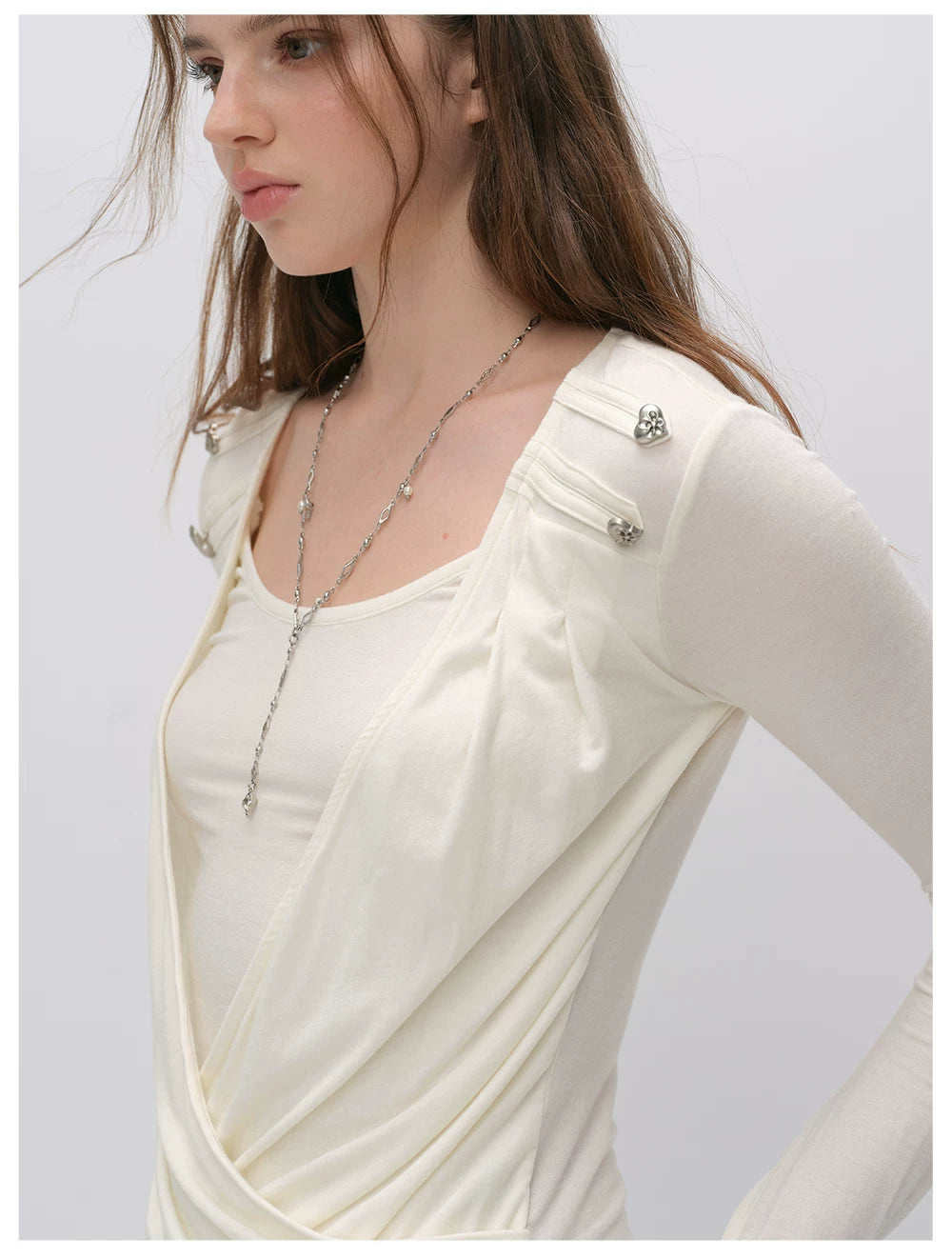 VIA PITTI VIACTP6296 Long-Sleeve Surplice Top