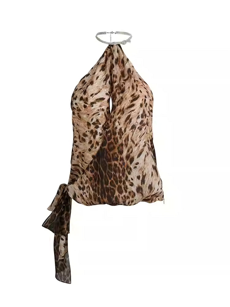 JELLOJELLO Leopard printed off shoulder tube top