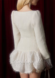 Kirakira.M White tweed flower bud coat dress