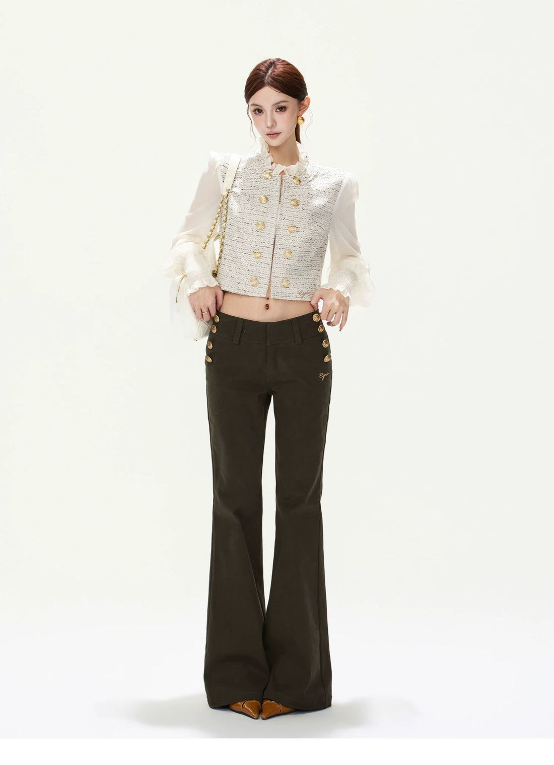 CYNR Vintage Low-Rise Flare Pants