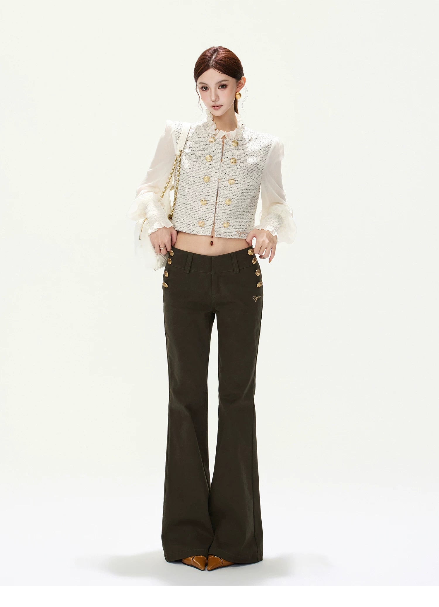 CYNR Vintage Low-Rise Flare Pants