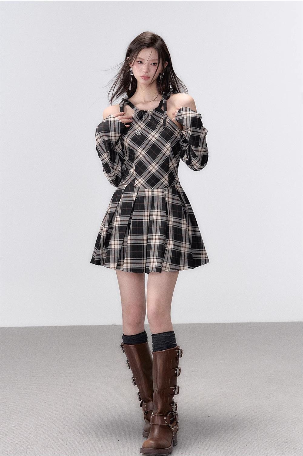 VIA PITTI Hanger plaid A-line dress