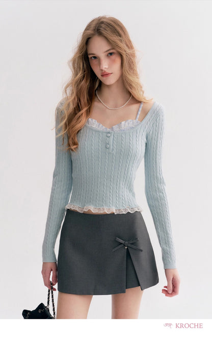 Kroche Bow-Accented A-Line Short Culottes