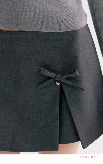 Kroche Bow-Accented A-Line Short Culottes