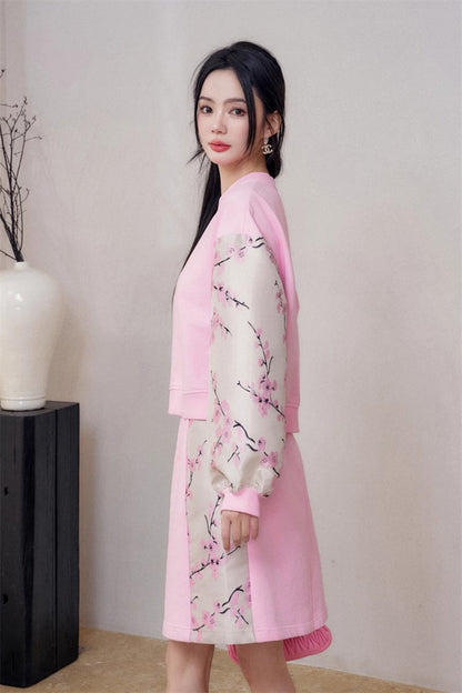 11 niseey Plum Blossom Short Hoddie Set