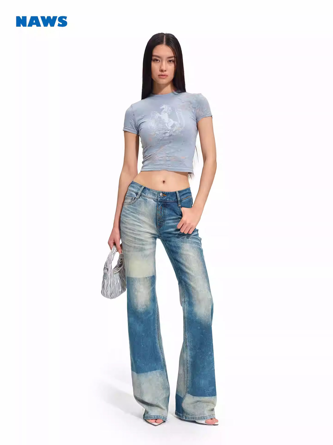 NAWS Irregular burnt pony print tight short sleeved T-shirt