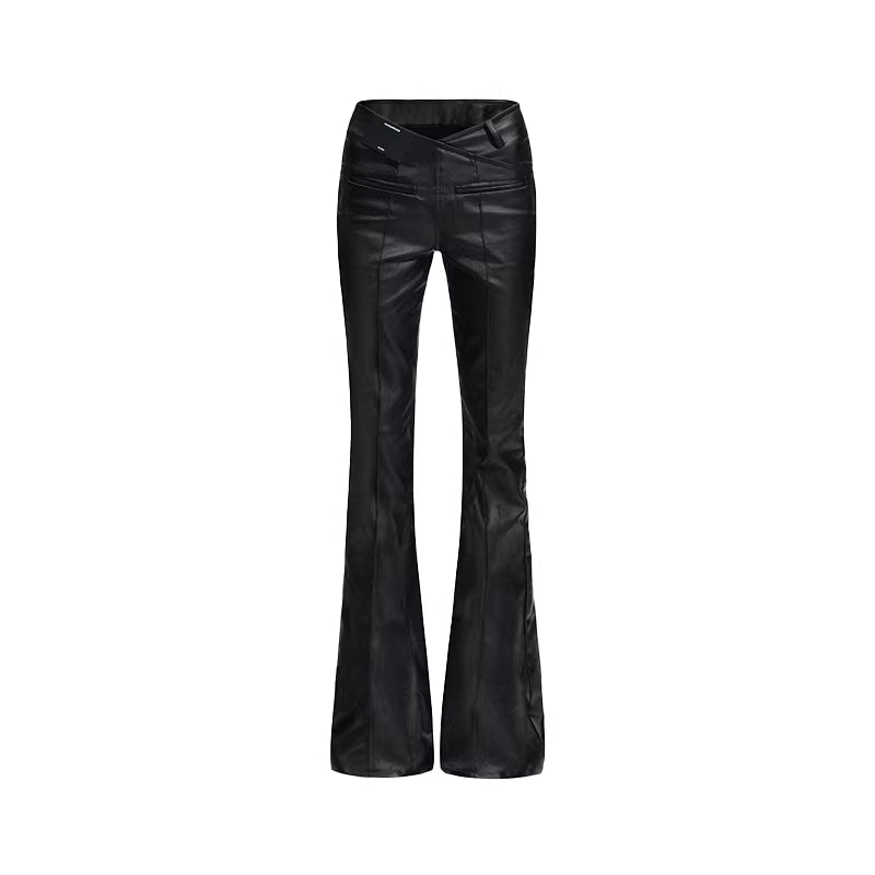 NAWS Wax coated elastic slim fit micro flared jeans