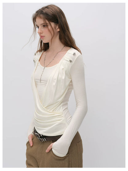VIA PITTI VIACTP6296 Long-Sleeve Surplice Top
