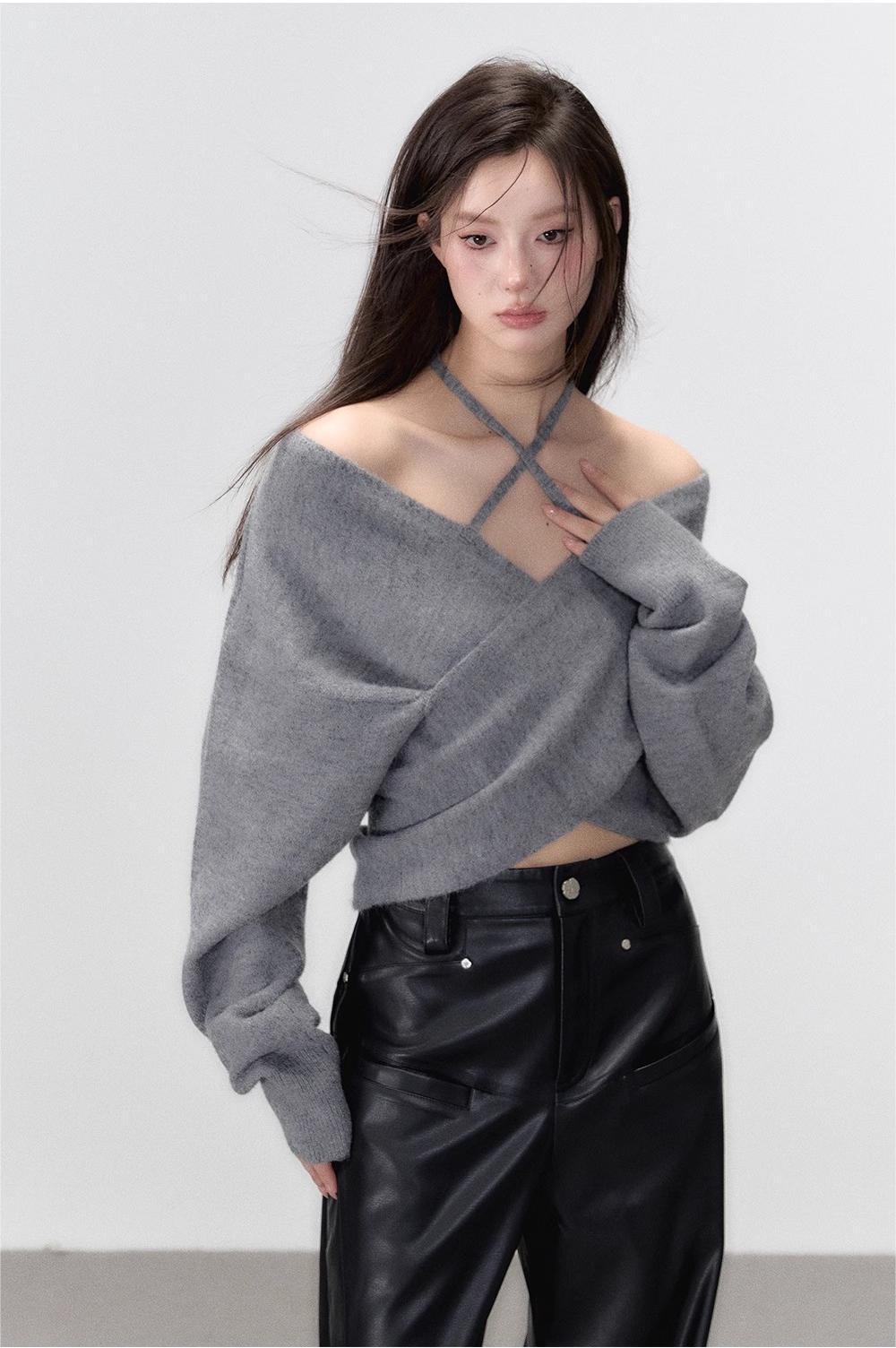 VIA PITTI in stock Sale [Best Seller] Off Shoulder Knit Top