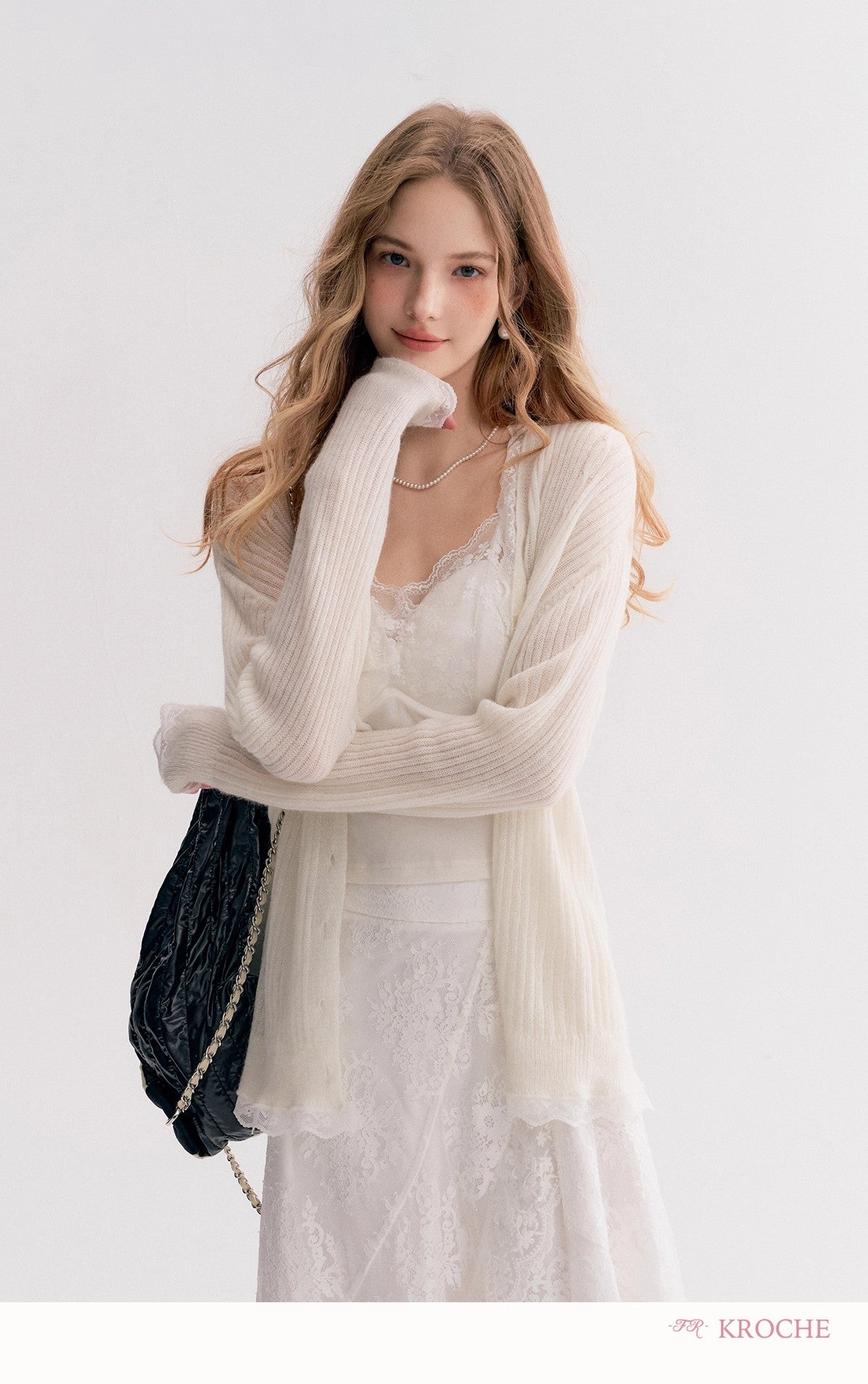 Kroche Lace High-waist A-line maxi skirt
