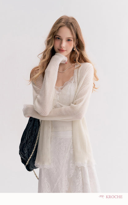 Kroche Lace High-waist A-line maxi skirt