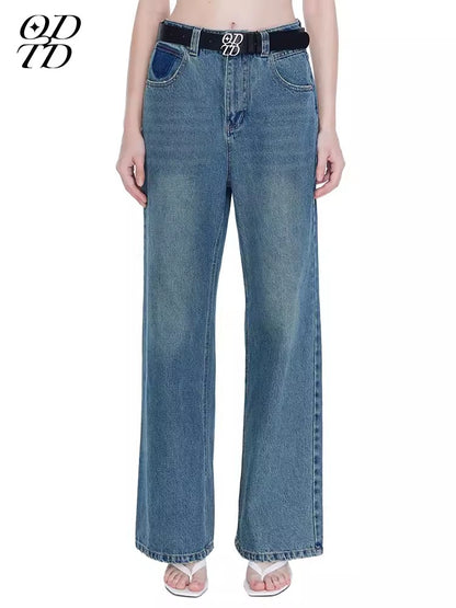 ODTD High waisted casual jeans（with belt）