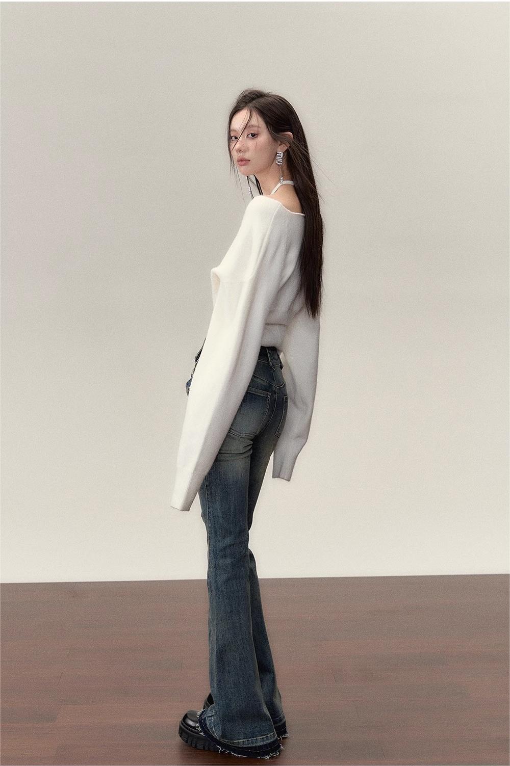 VIA PITTI in stock Sale [Best Seller] Off Shoulder Knit Top