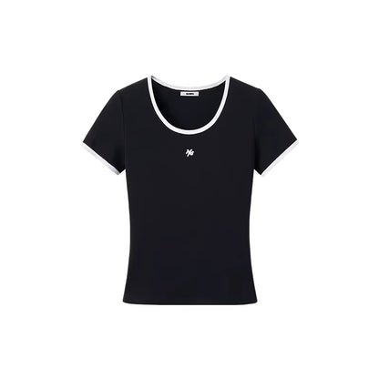 NAWS Color blocking round neck slim fit sports T-shirt