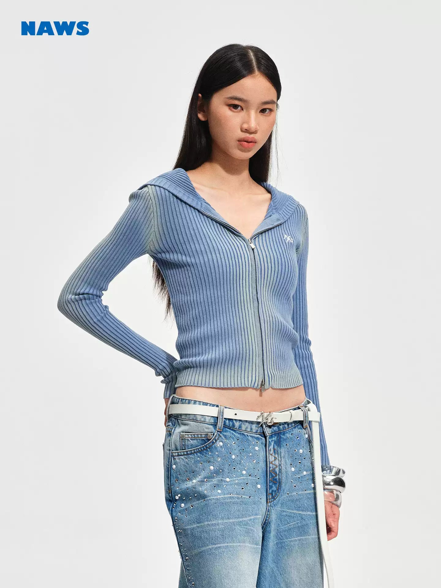 NAWS Make old slim fit knitted cardigan